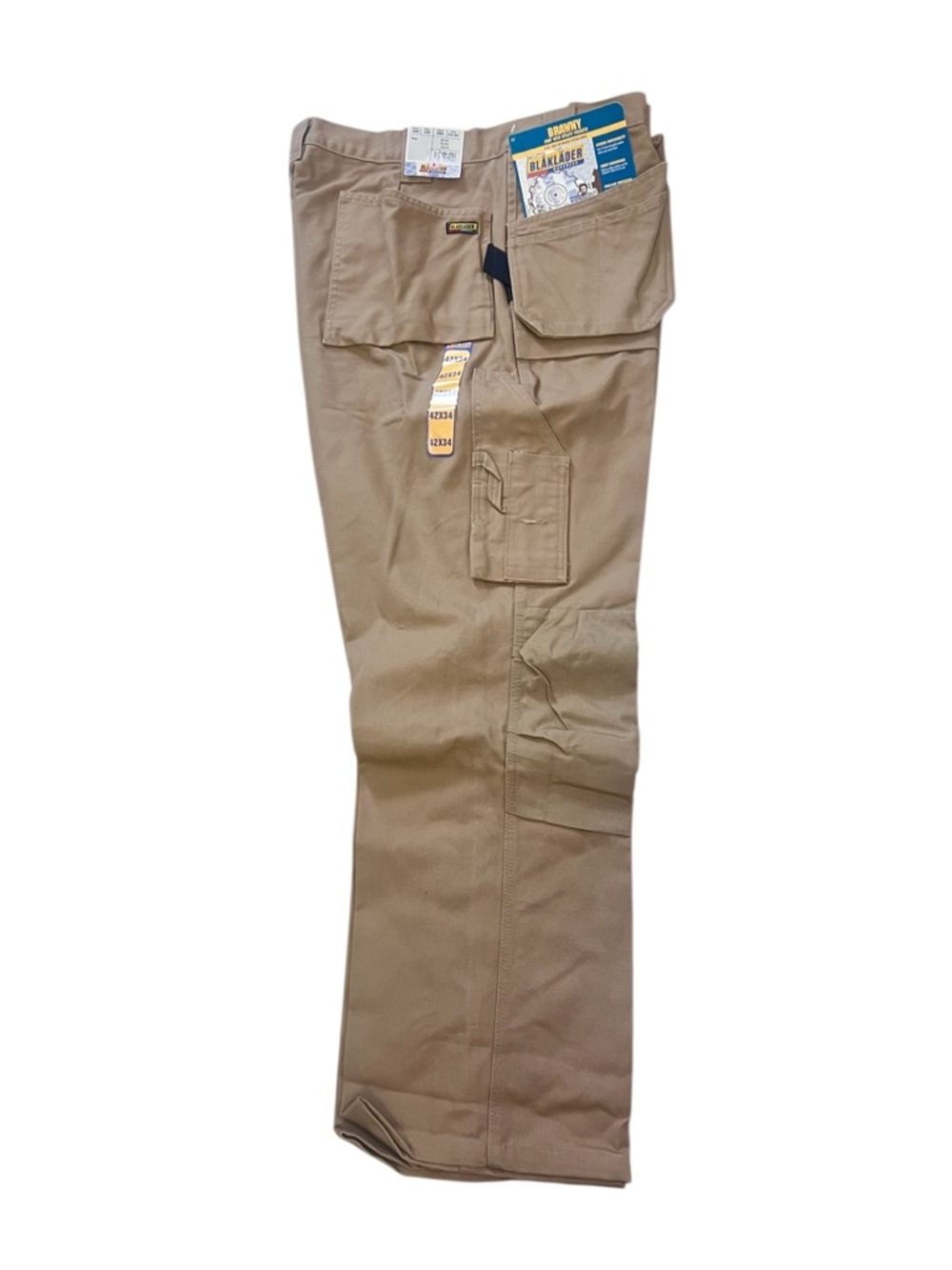 New Blaklader Heavy Duty Cargo Work Pants Khaki Tan tagged 42x31.5”Brawny